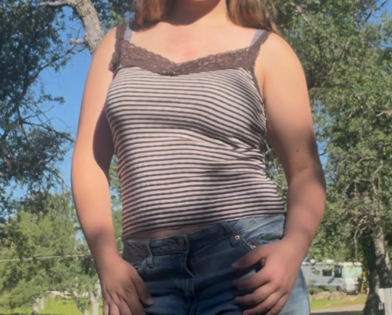 Express lace striped cami brown fairy core early 2000s y2k tank top size small