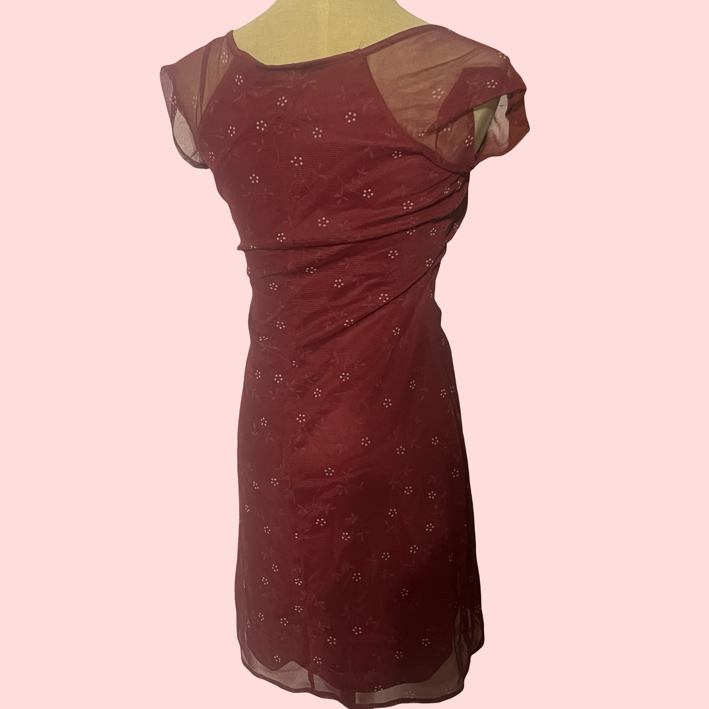 Be smart floral babydoll early 2000s y2k fairy core burgundy dress size 3/4