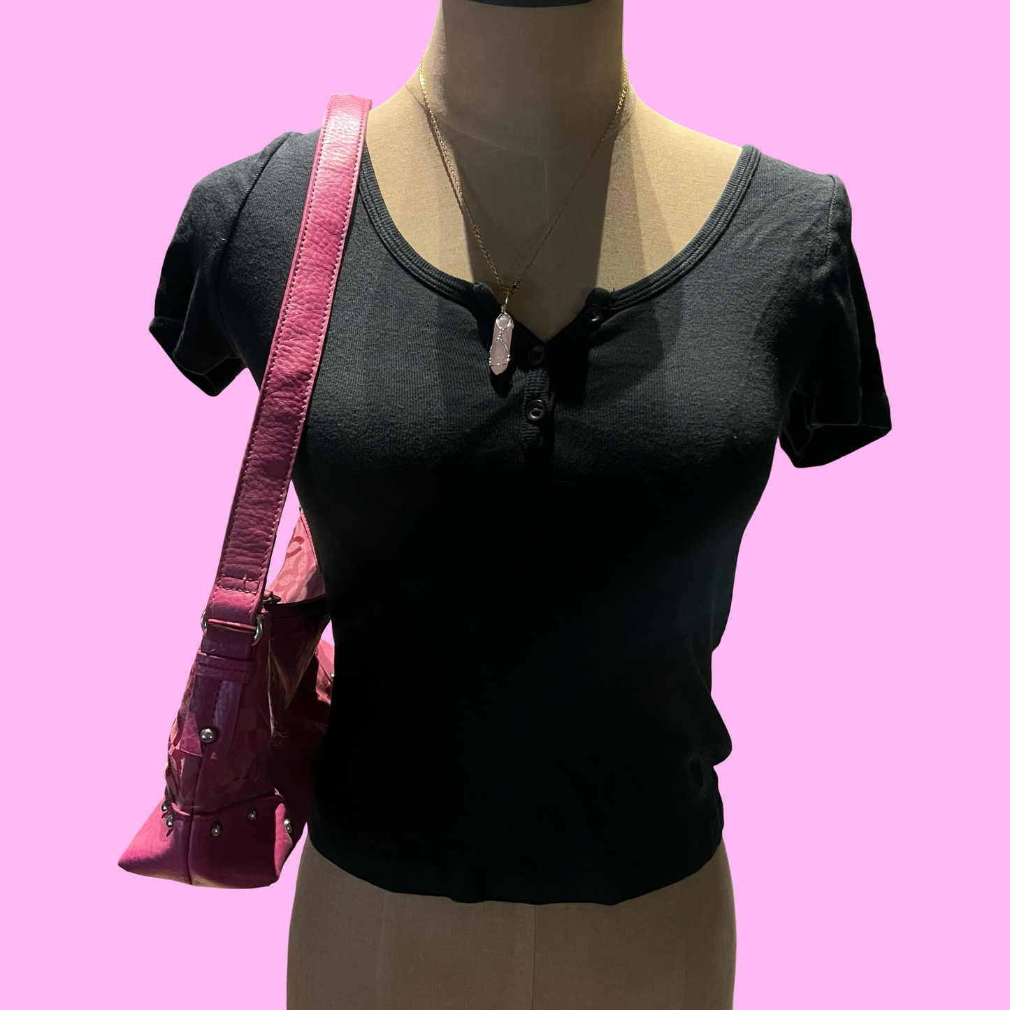 Brand Melville quarter button down black crop top one size