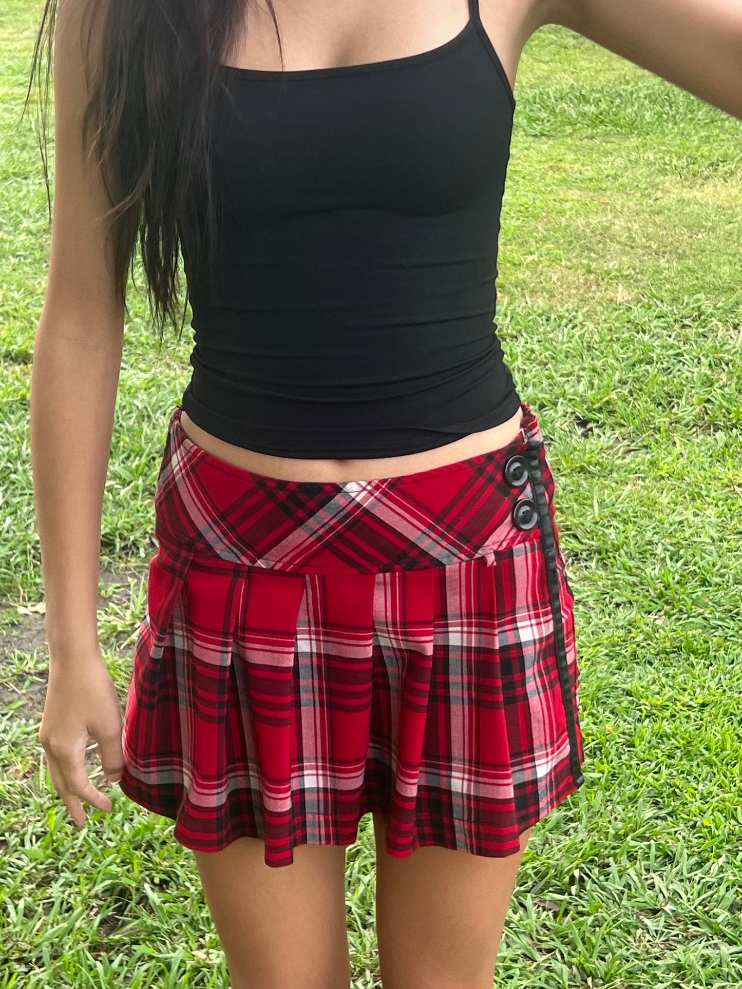 Early 2000s red plaid skort size large