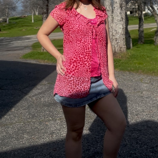 Private luxuries vintage early 2000s valentines heart lingerie sheer tie up top