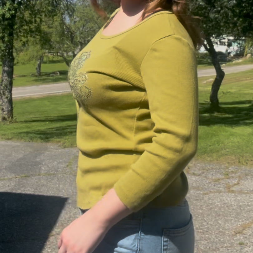 Reba vintage y2k mcbling bling glam long sleeve top size large