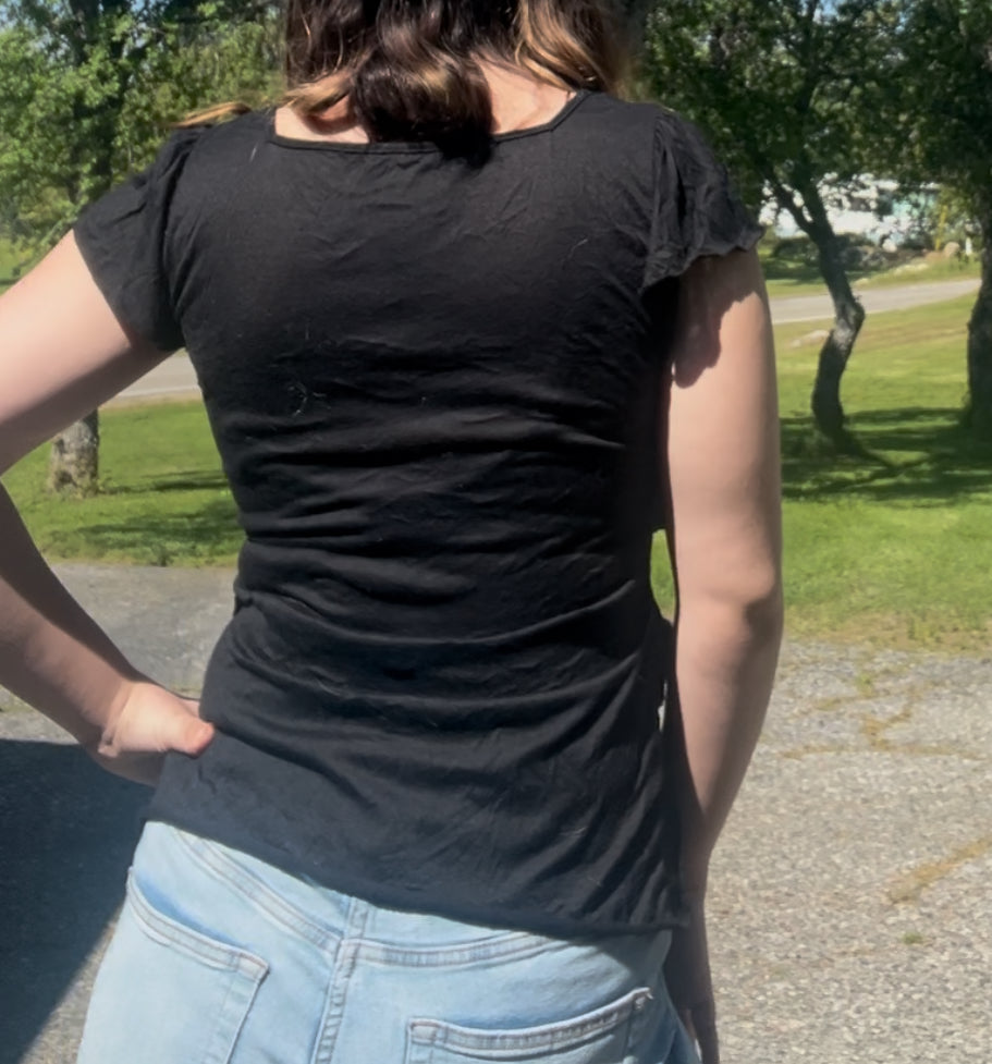 Simply suzie y2k black ruffle early 2000s blouse top size small