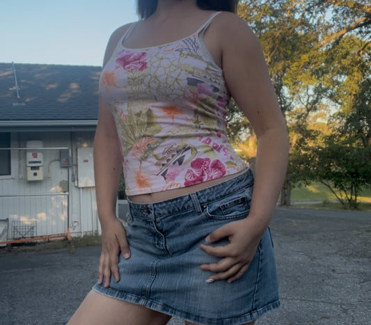 NWT la cabana vintage deadstock y2k early 2000s floral pink camisole tank top size medium
