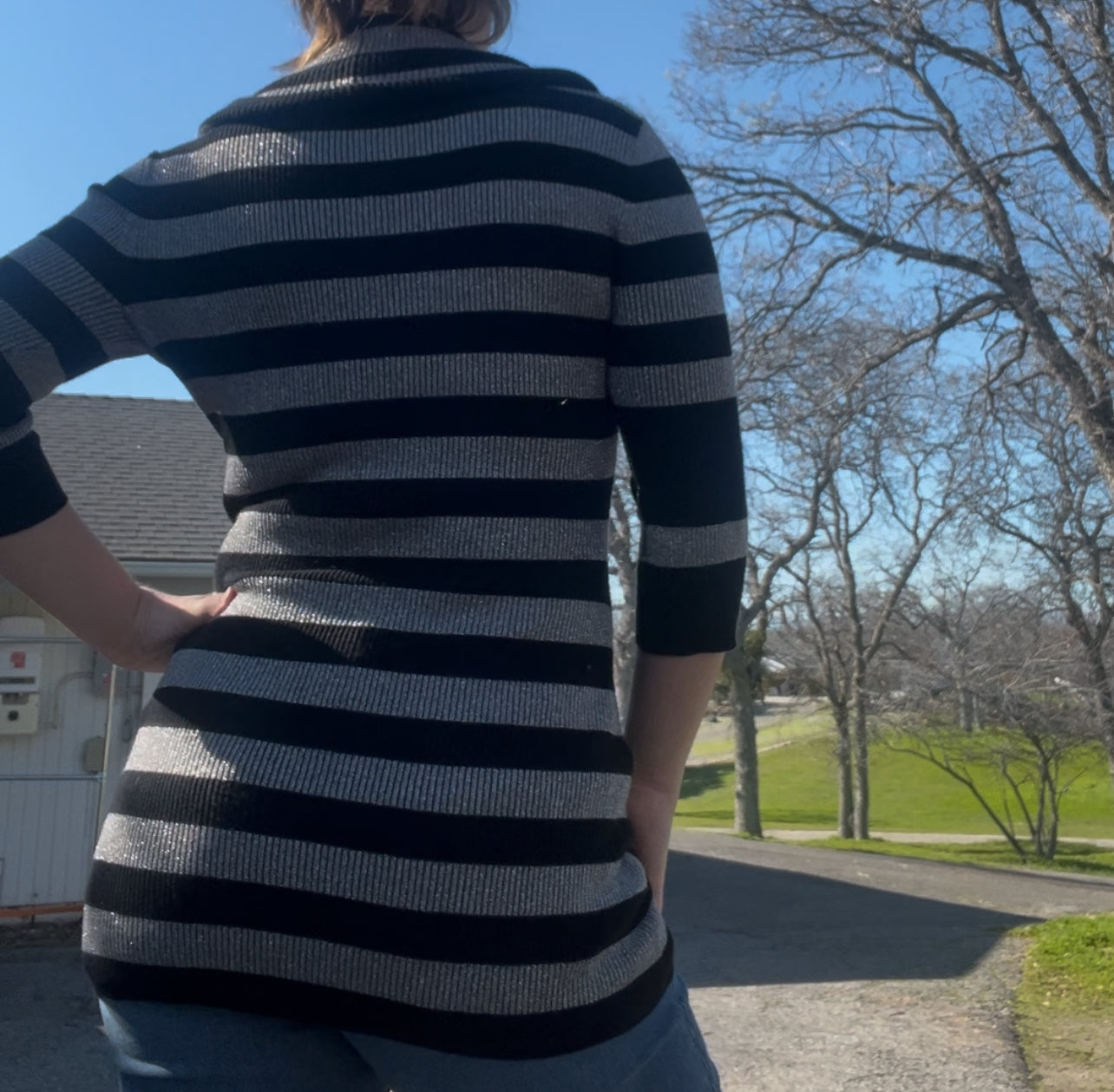 Inc striped knit top size medium