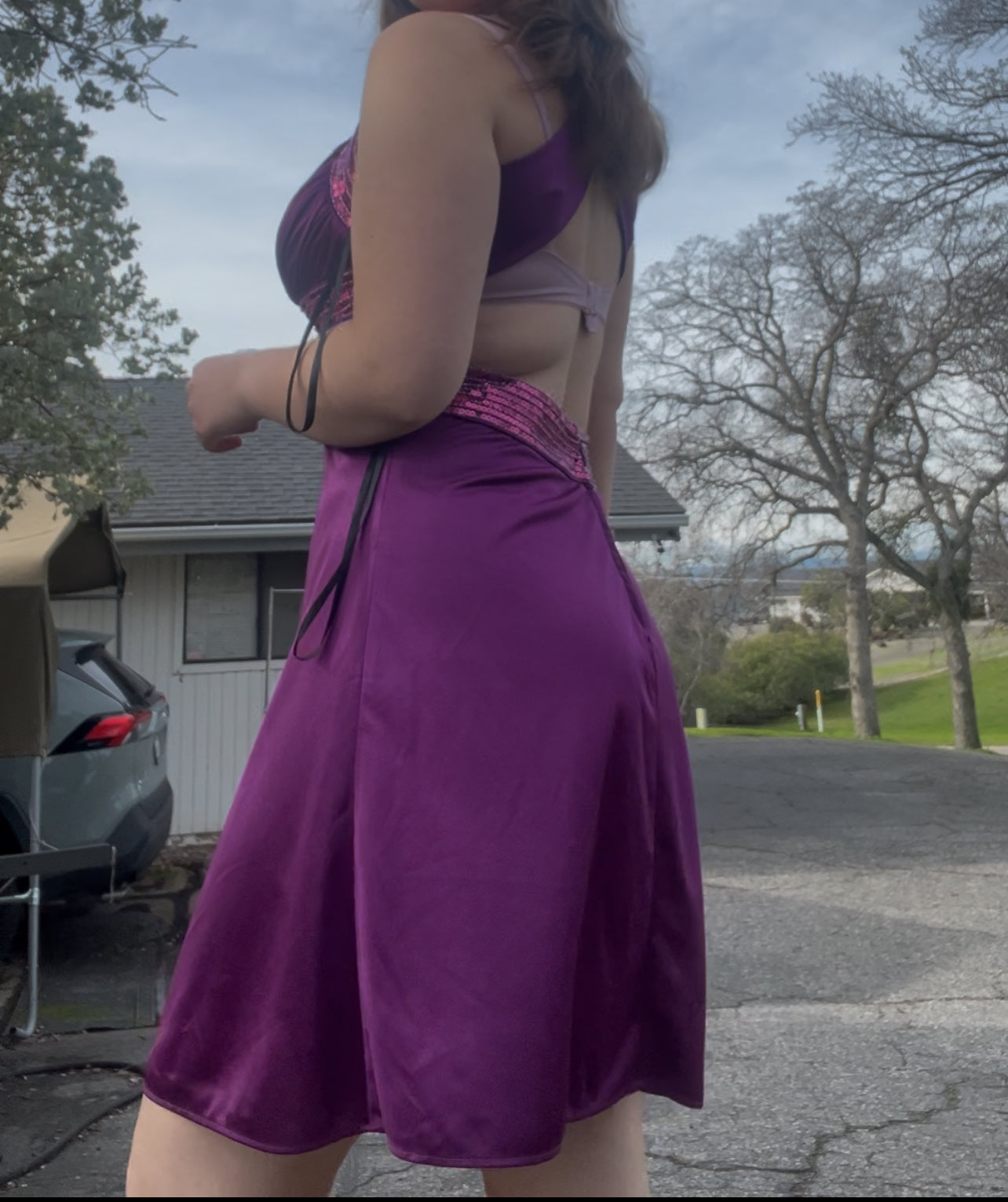 Josh and jazz y2k purple sequin cut out dress size 13/14