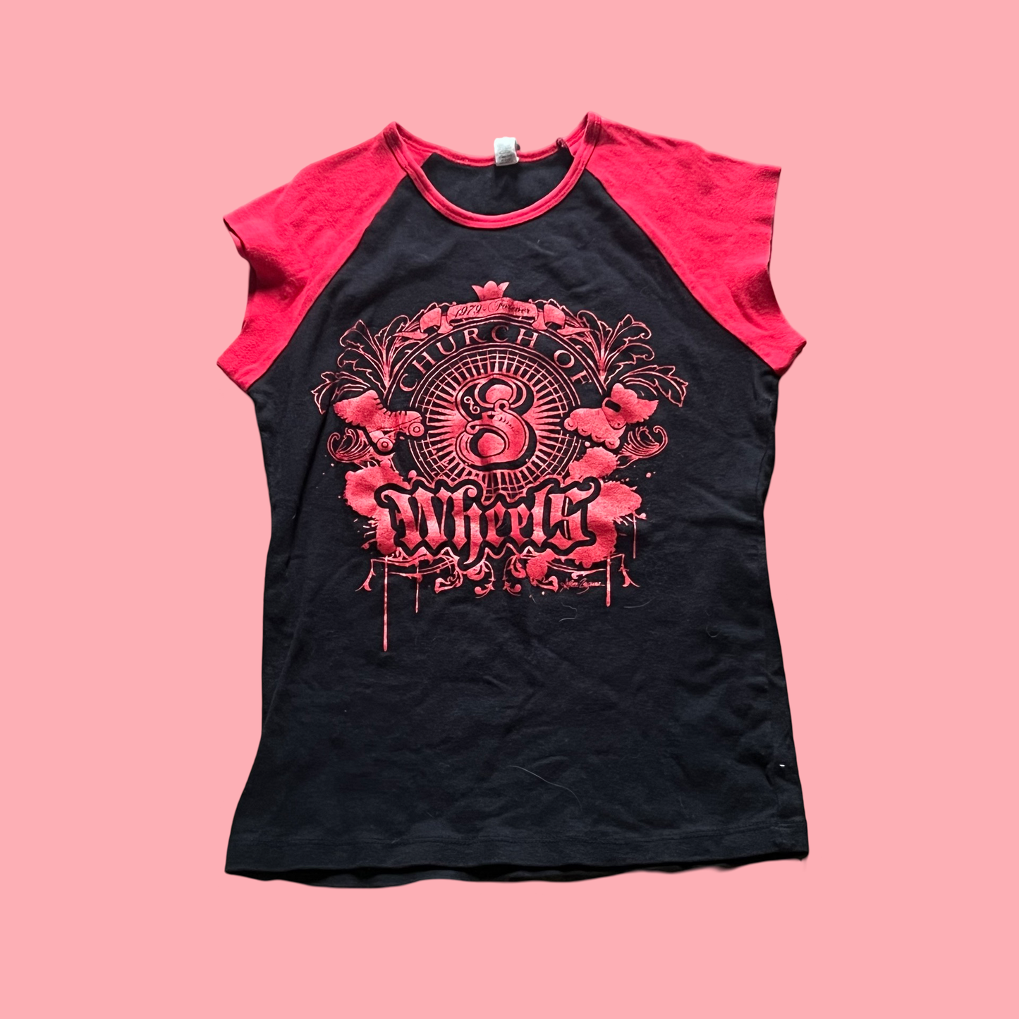 Church of wheels vintage early 2000s goth baby tee size medium