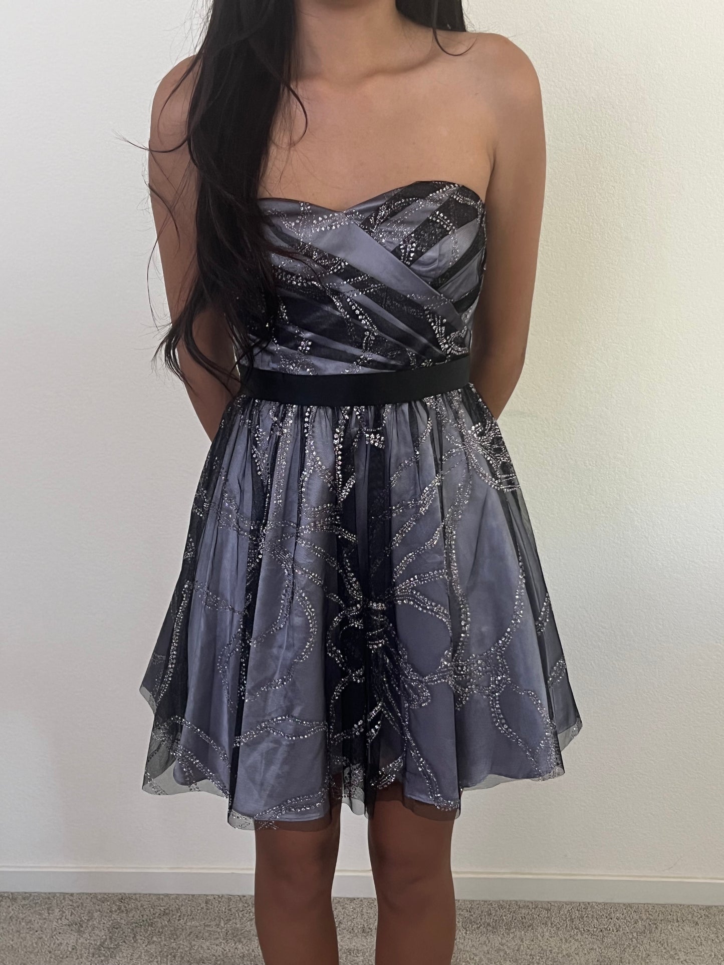 Gray silver formal dress size 3/4