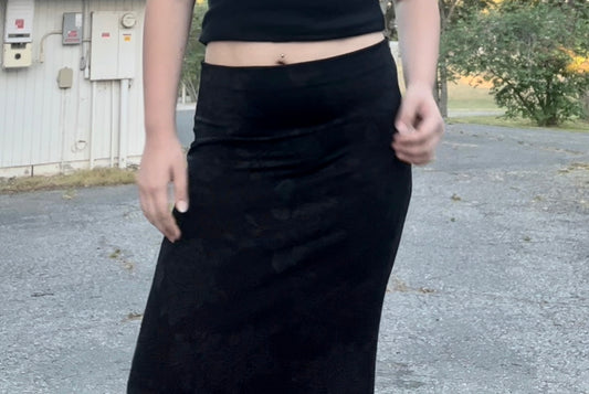Essex vintage rose black whimsigoth maxi skirt size large
