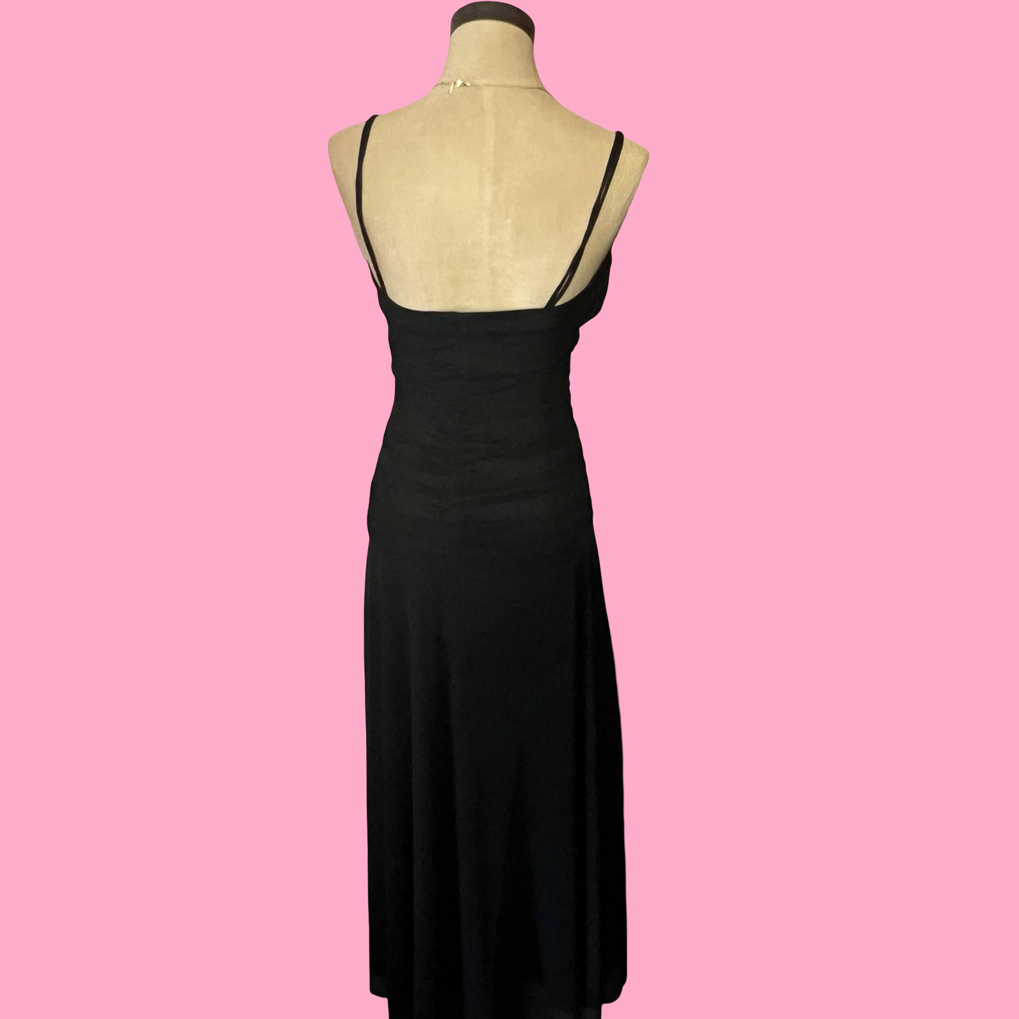 Vintage forever 21 black midi spaghetti strap goth grunge early 2000s y2k dress small