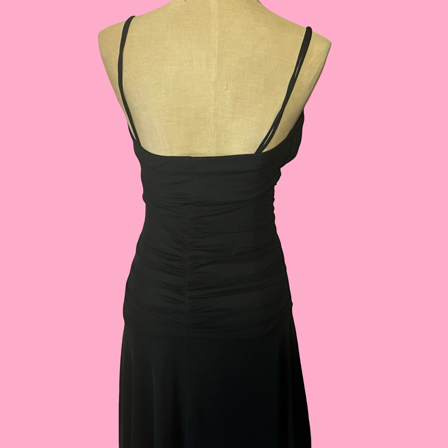 Vintage forever 21 black midi spaghetti strap goth grunge early 2000s y2k dress small