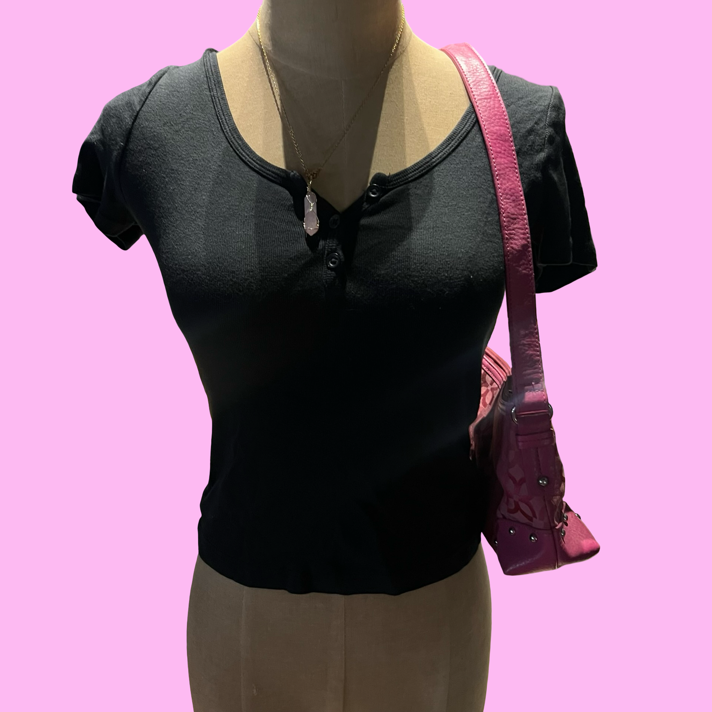 Brand Melville quarter button down black crop top one size