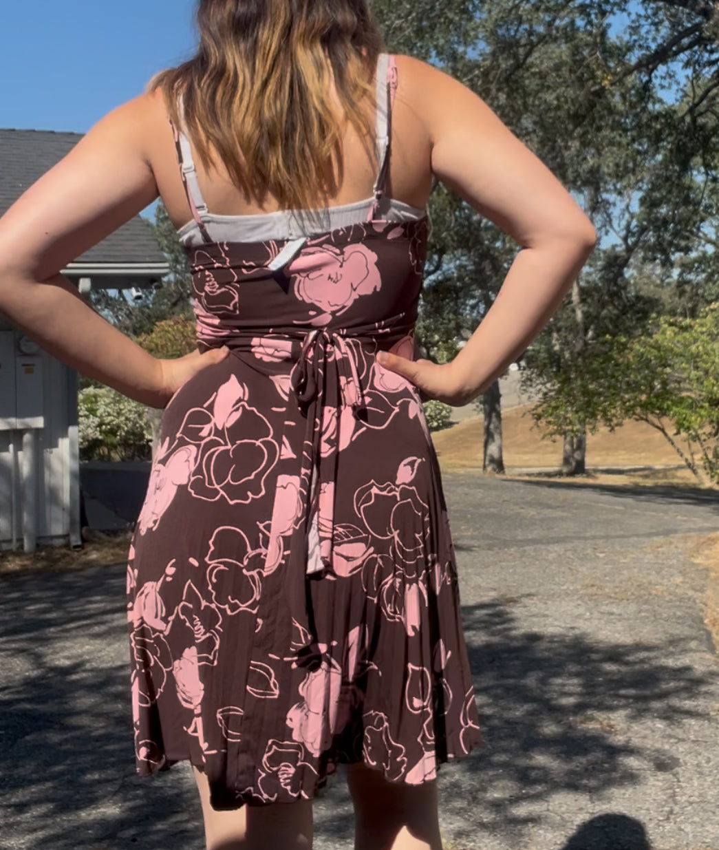 Speechless summer y2k early 2000s babydoll floral beach coconut girl brown pink dress size large