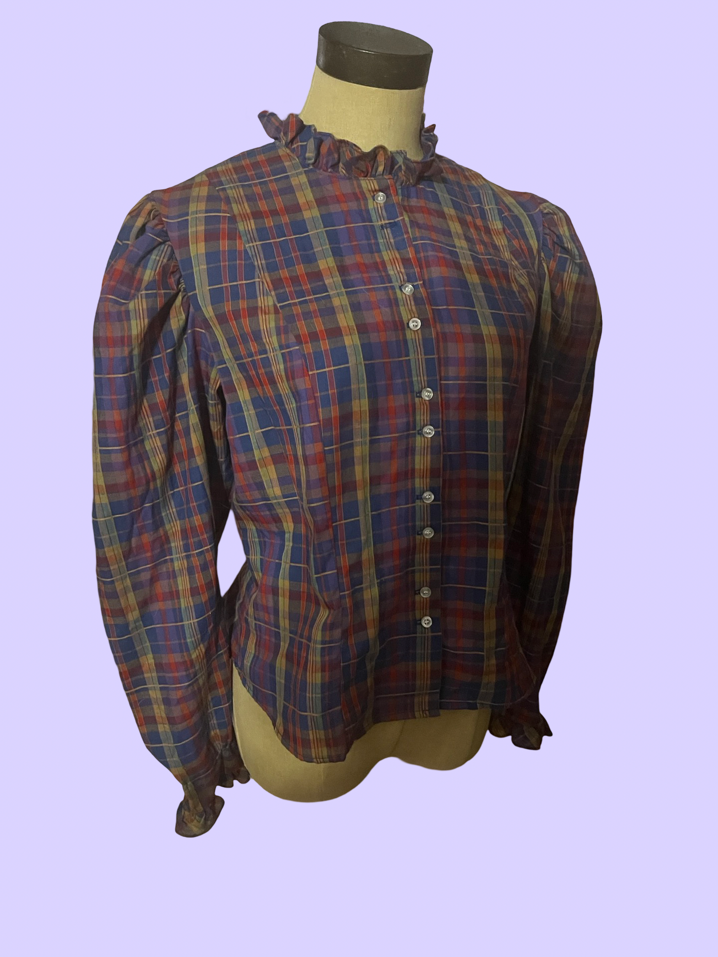 Notches vintage 80s plaid long sleeve top