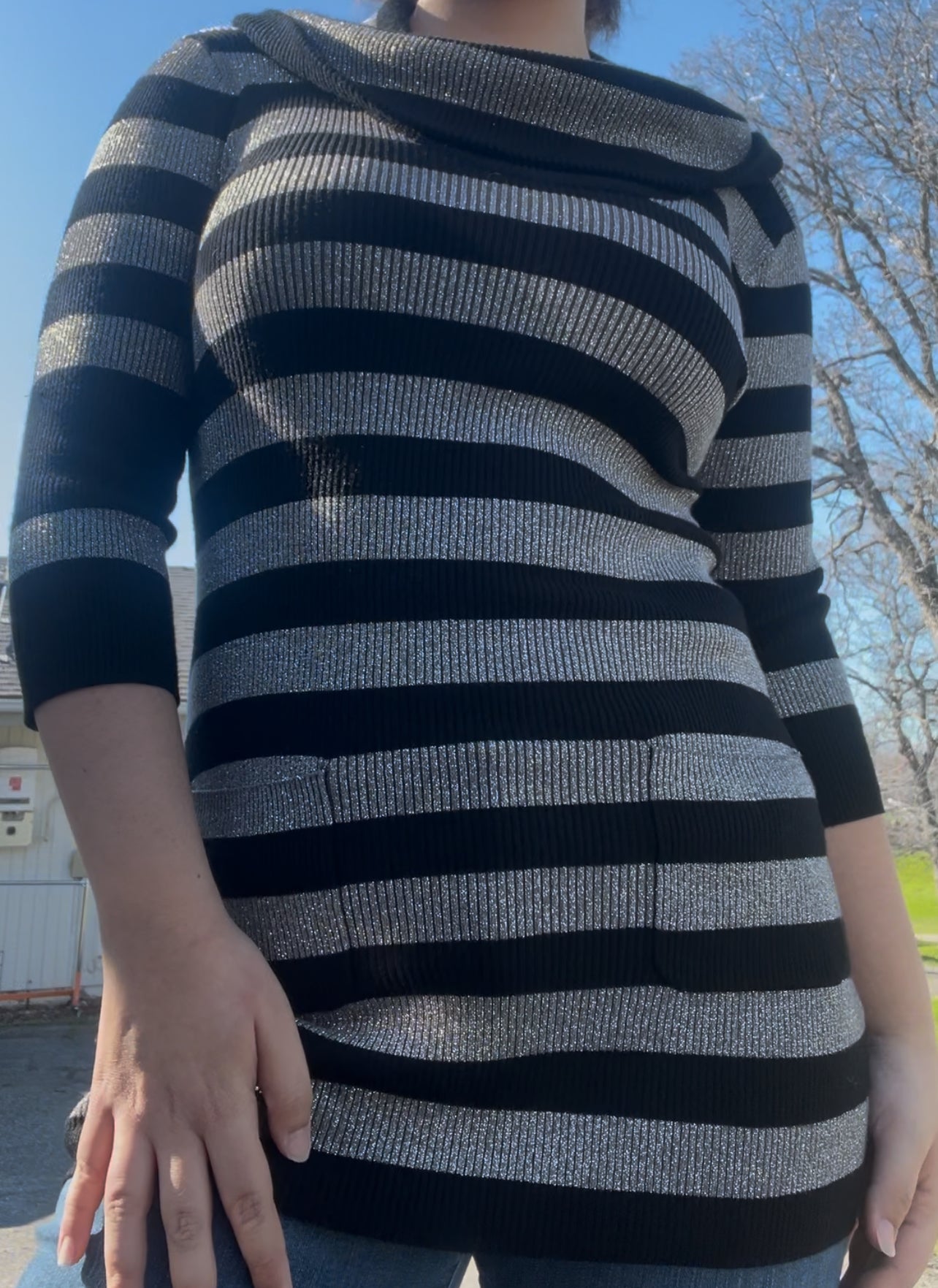 Inc striped knit top size medium