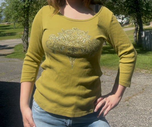 Reba vintage y2k mcbling bling glam long sleeve top size large