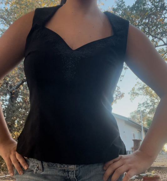CDC vintage black beaded early 2000s y2k top size 10