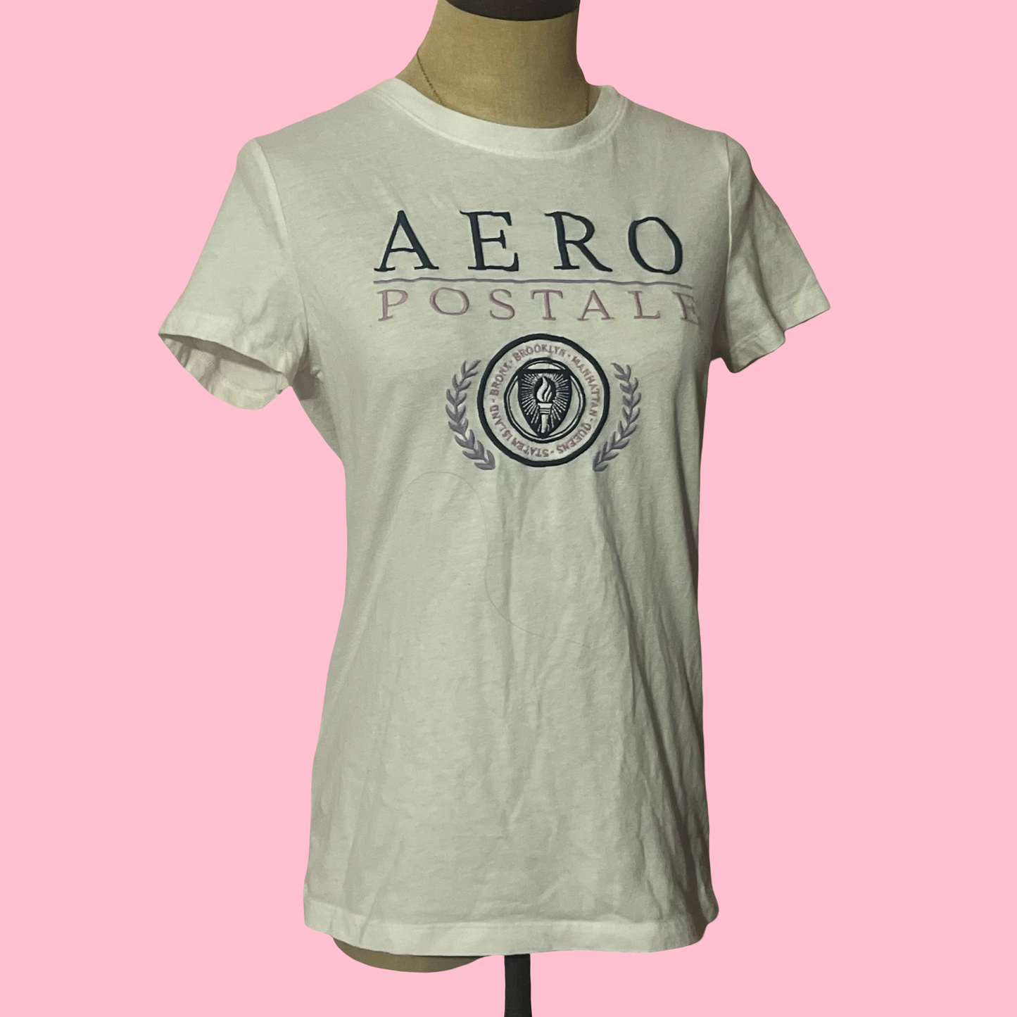 Aeropostale white graphic tee summer preppy baby tee tshirt size large