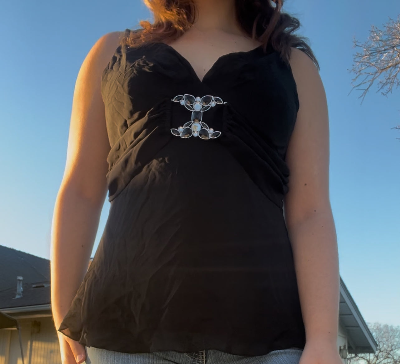 Bisou Bisou black blouse size 14