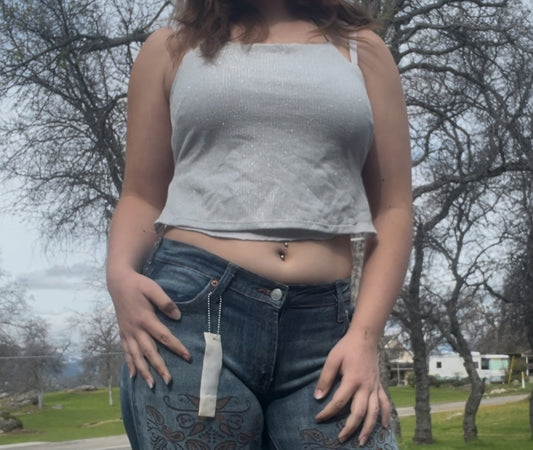 Aurora USA vintage early 2000s 90s style halter backless crop top festival