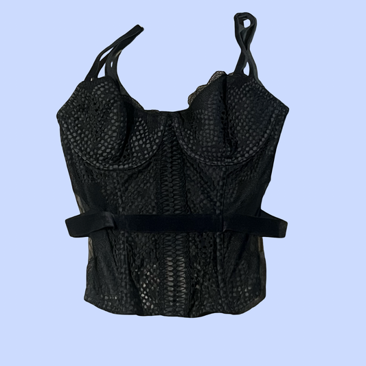Vintage early 2000s goth grunge corset top 
No size tag would fit a small