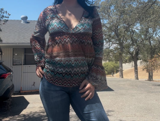 Rue 21 vintage early 2000s Y2K sheer boho bell shaped long sleeve top size XL