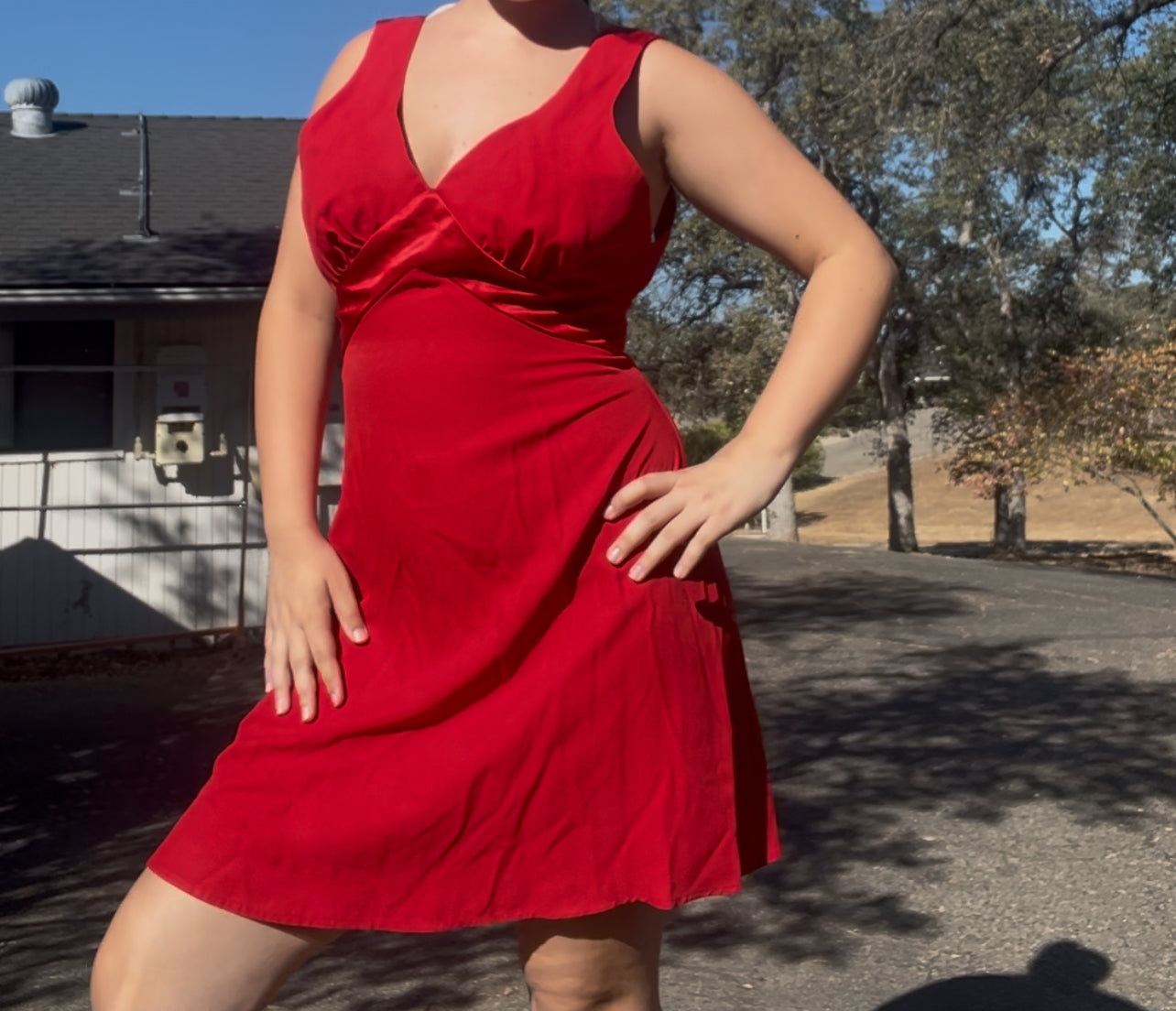 Vintage De Laru 90s red Marilyn Monroe style dress with a red bow size 13/14