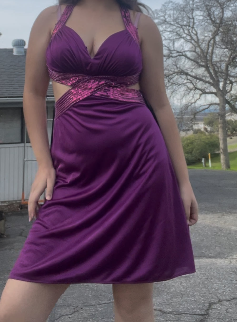 Josh and jazz y2k purple sequin cut out dress size 13/14