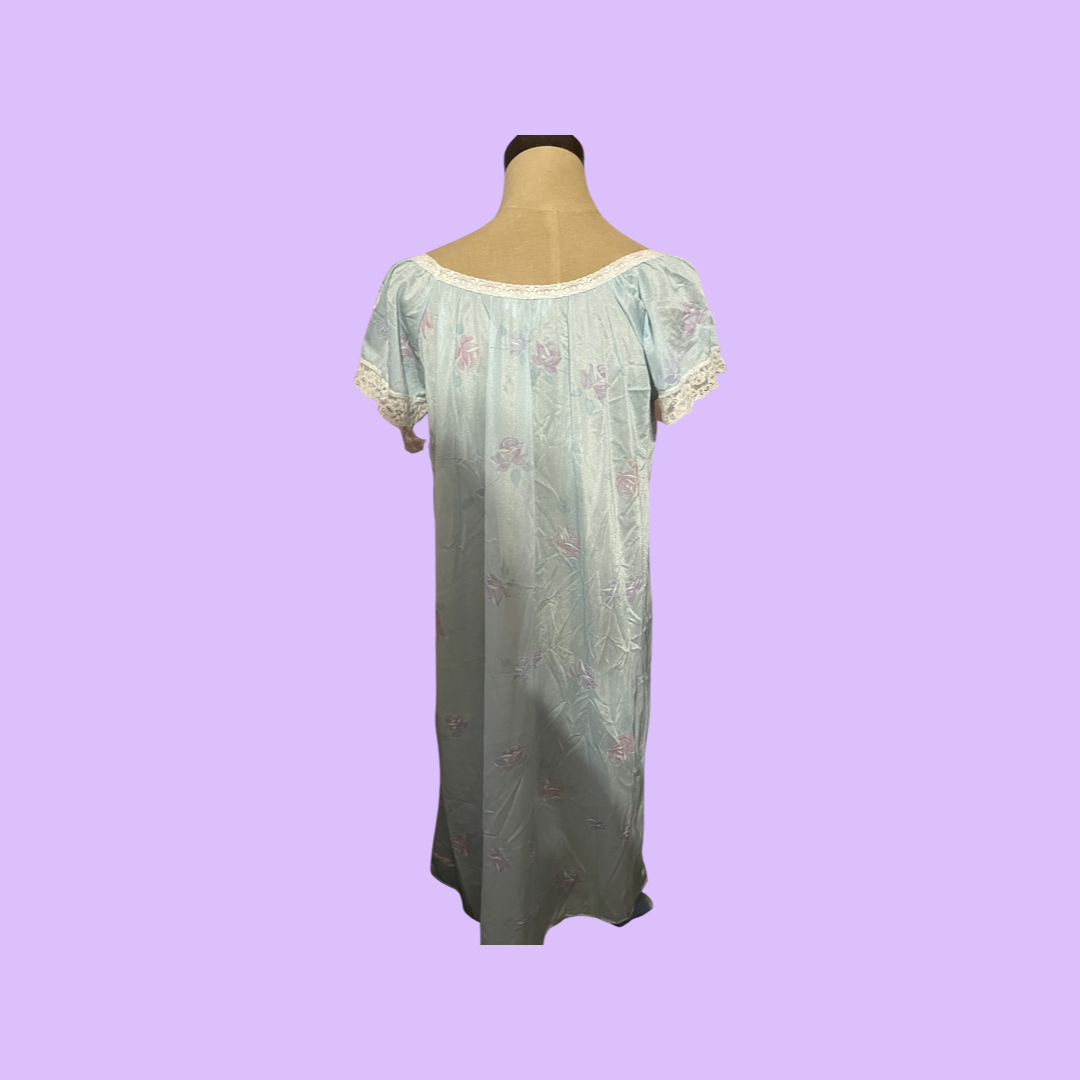 Sabrina 1980s vintage blue floral nightgown