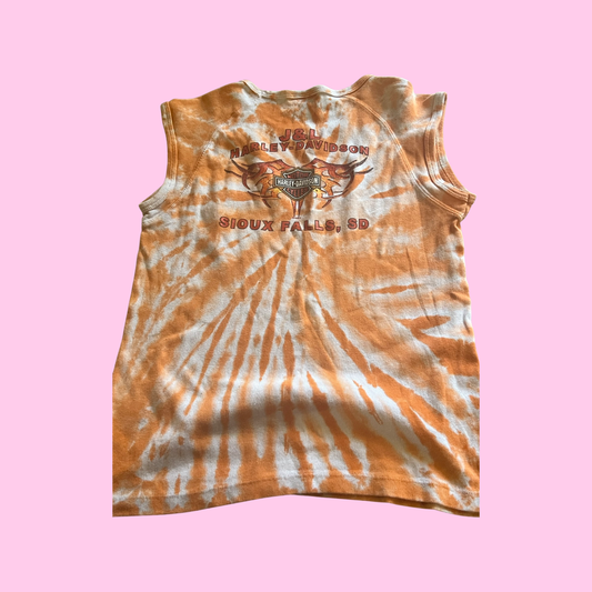 Harley Davidson tie dye orange tank top size large