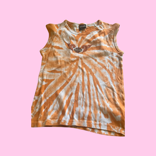 Harley Davidson tie dye orange tank top size large