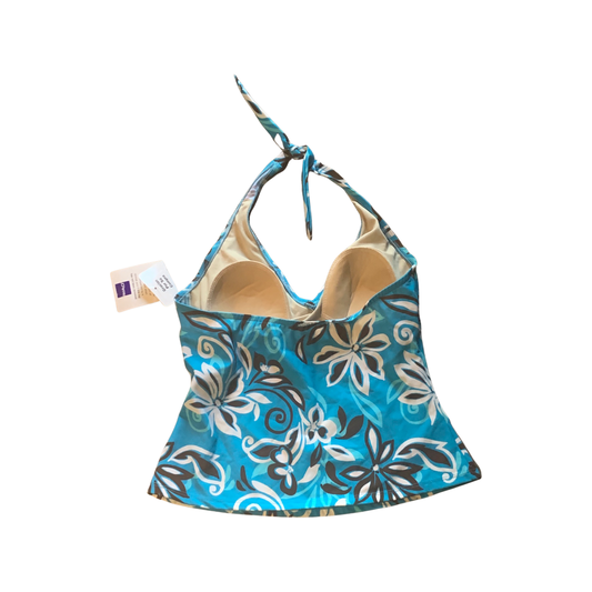 NWT blue floral swimsuit top size 10