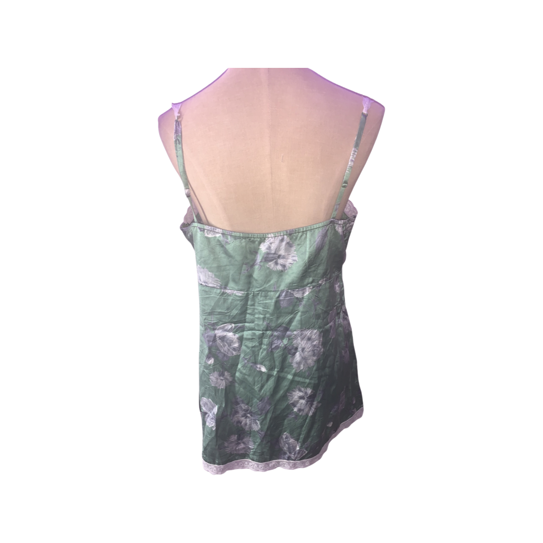 Green floral tank top size large