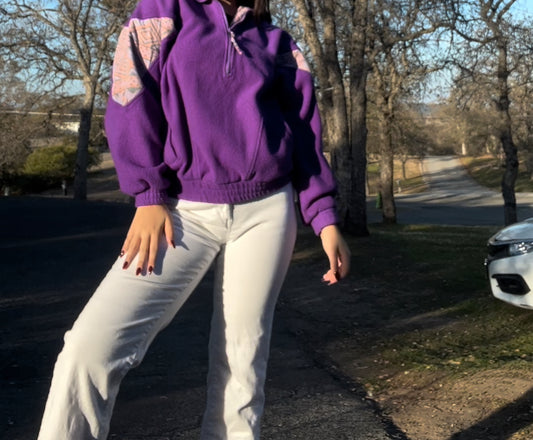80s style purple half zip jacket size medium