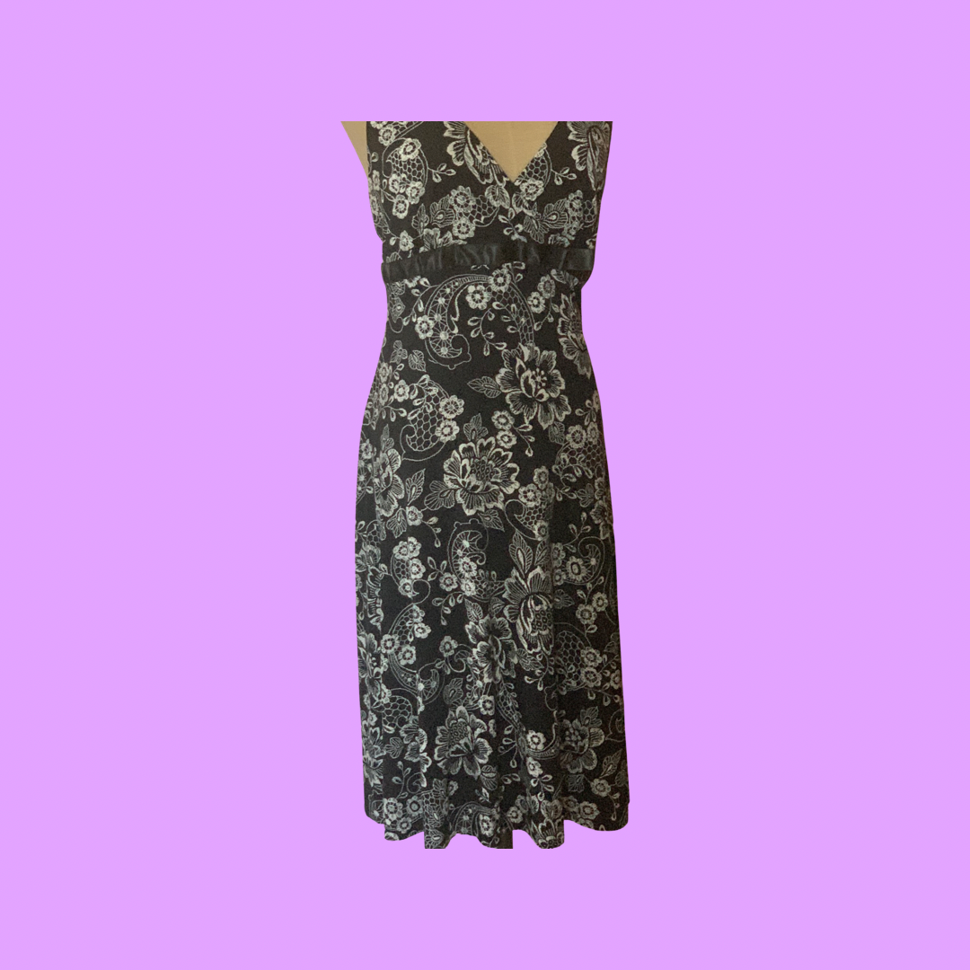 Black floral dress size 7/8