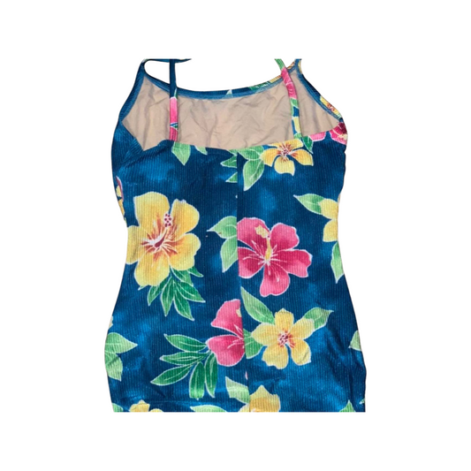 Vintage Catalina blue floral one piece swimsuit