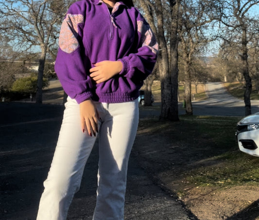 80s style purple half zip jacket size medium