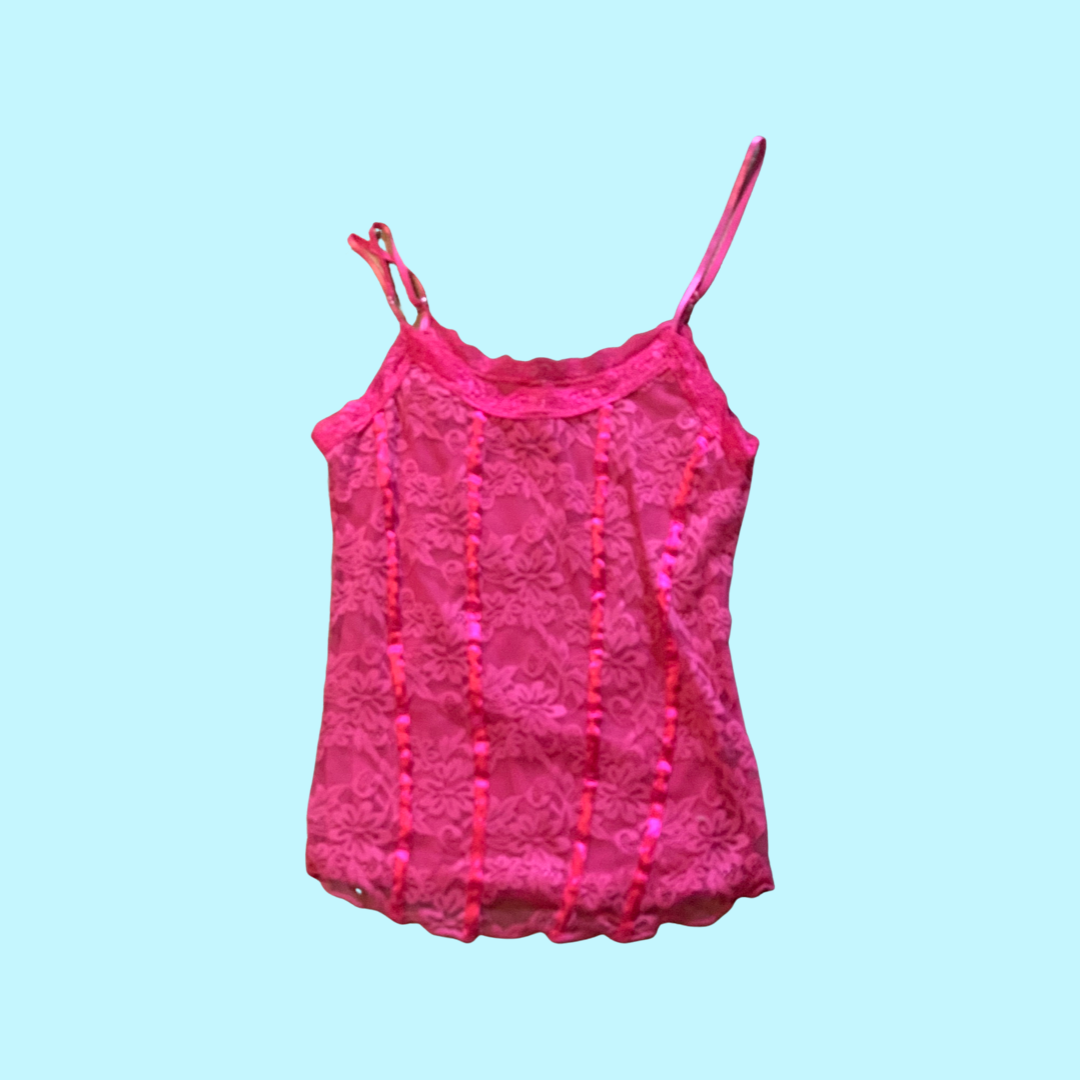 Rue 21 hot pink lace tank top size large