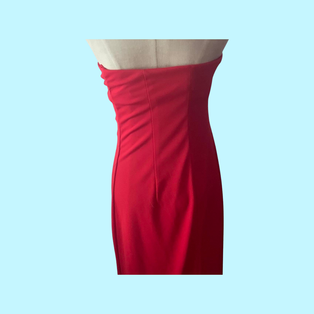 Express red strapless midi formal party dress size 5/6