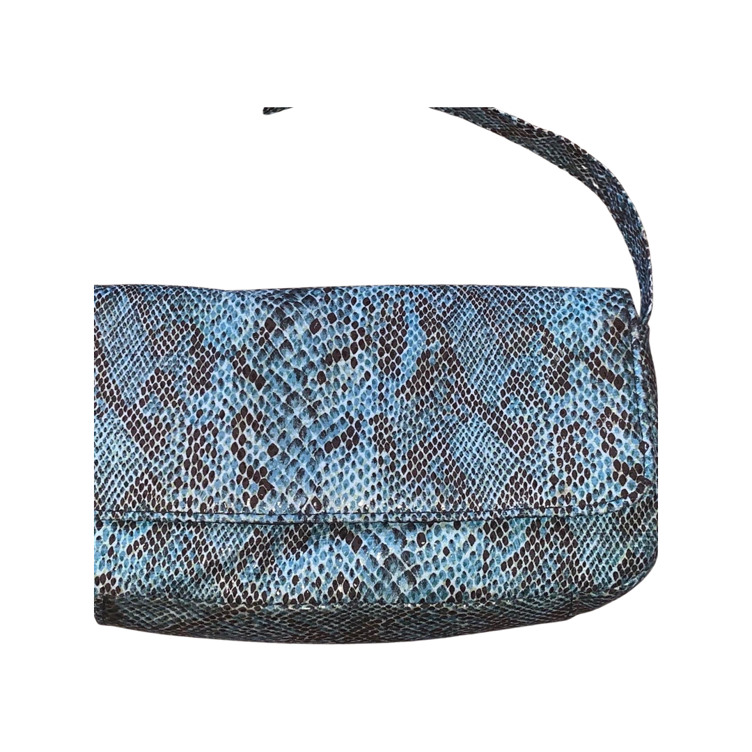 Tri coastal faux snake skin blue purse