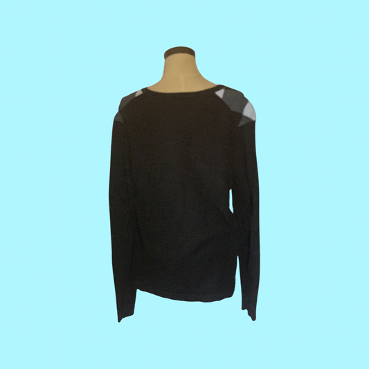 H and M argyle black and white sweater size medium