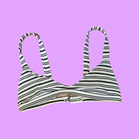 Black and white striped bikini top
