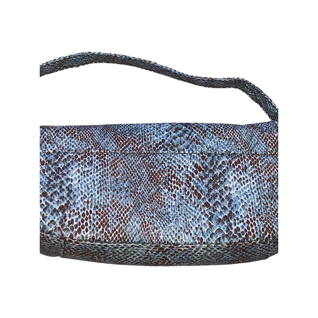 Tri coastal faux snake skin blue purse