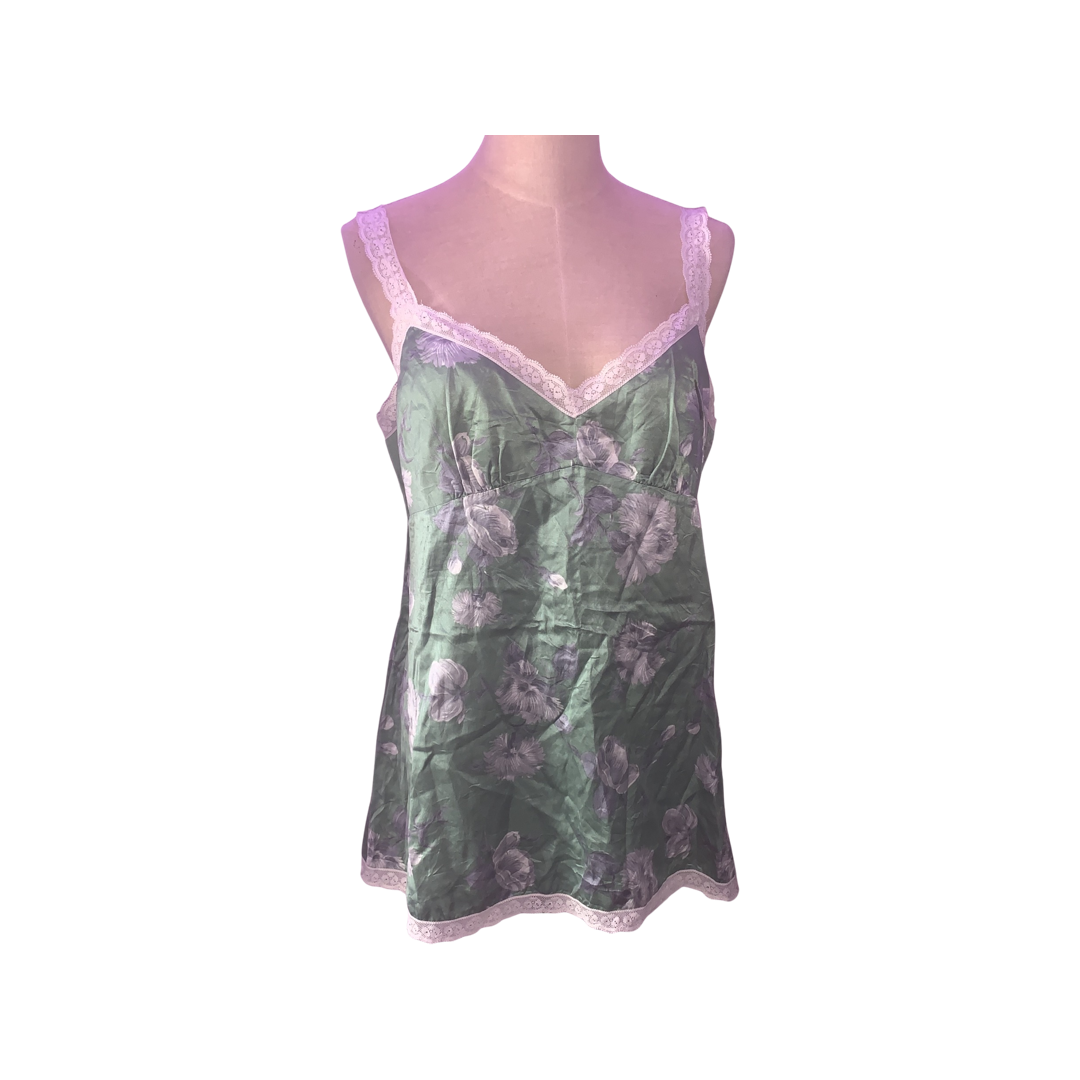 Green floral tank top size large