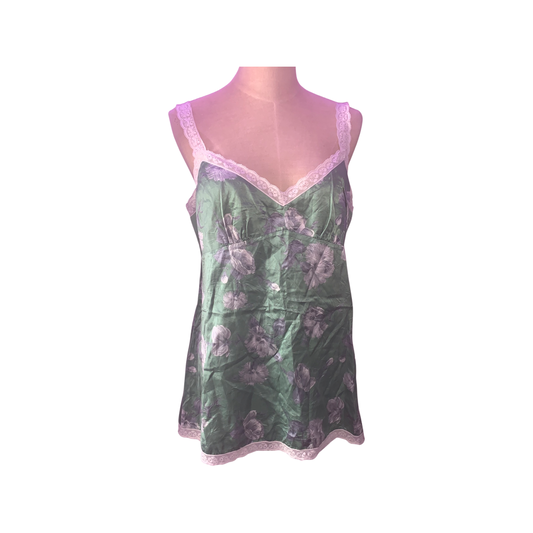 Green floral tank top size large