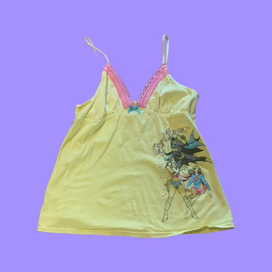 Girl power yellow superhero tank top size large