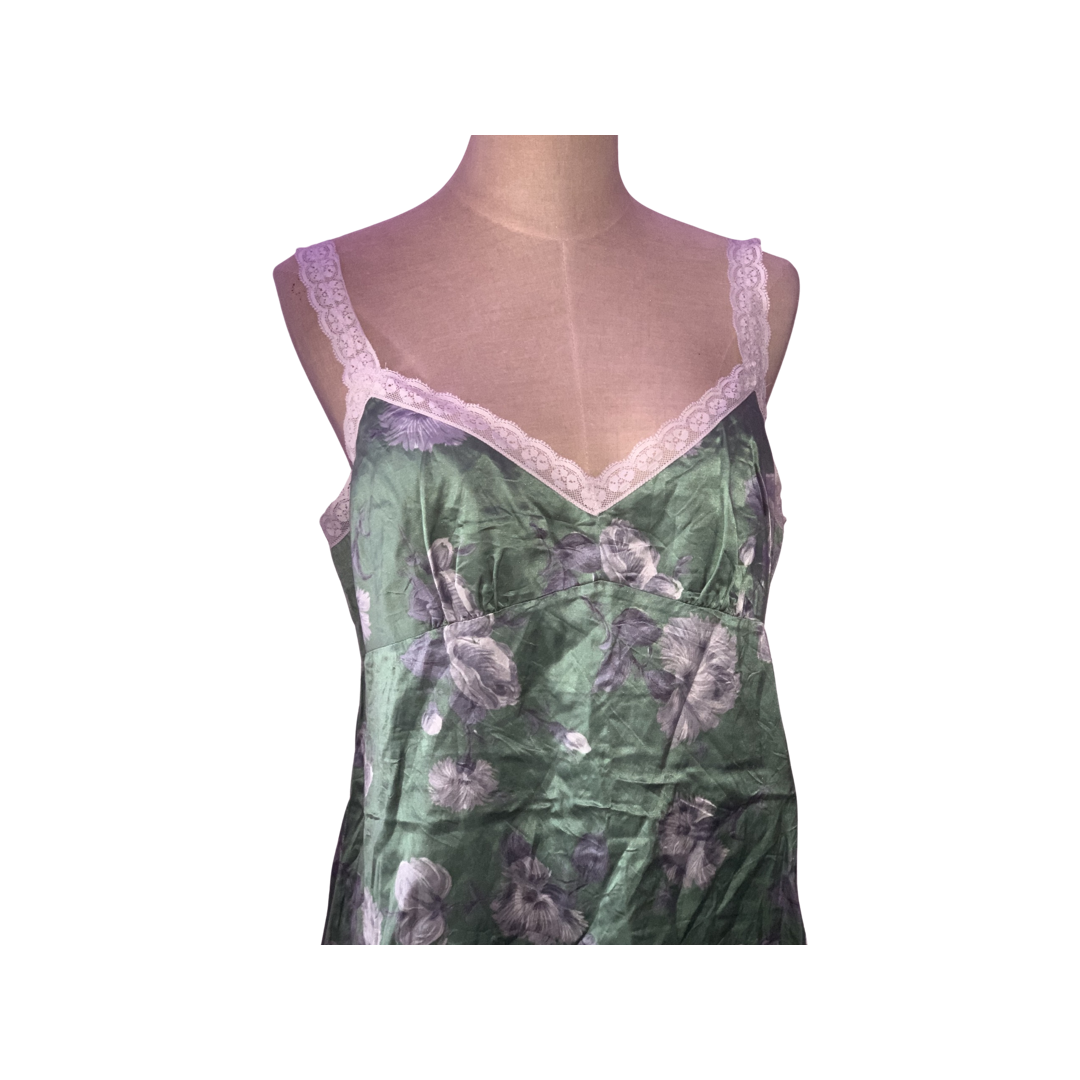 Green floral tank top size large