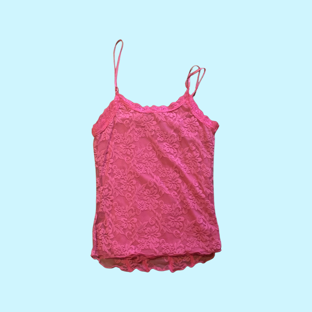 Rue 21 hot pink lace tank top size large