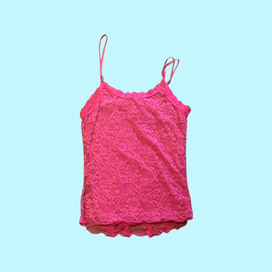 Rue 21 hot pink lace tank top size large